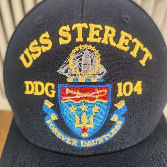 USS Sterett DDG 104 Hat Cap Strap Back Blue Navy Embroidered Mens Boat Ship Sea - Picture 3 of 10